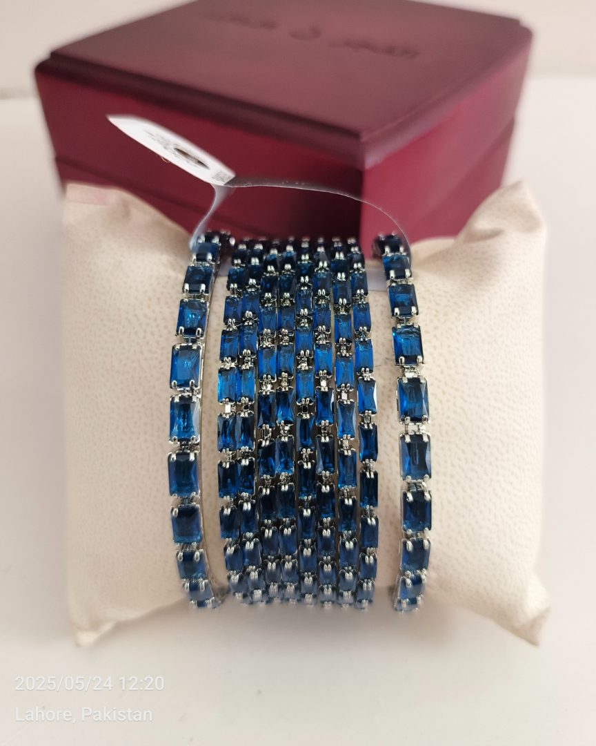 Royal Blue Baguette Bangles – Set of 10