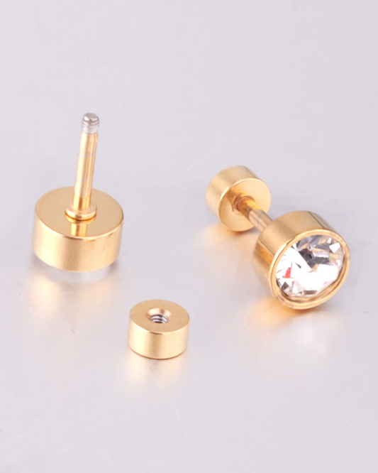 Gold-Tone Screw Back Crystal Stud Earrings for Women