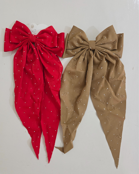 Elegant Crystal-Studded Bow Hair Scarf – Set of 2 (Assorted Colors)