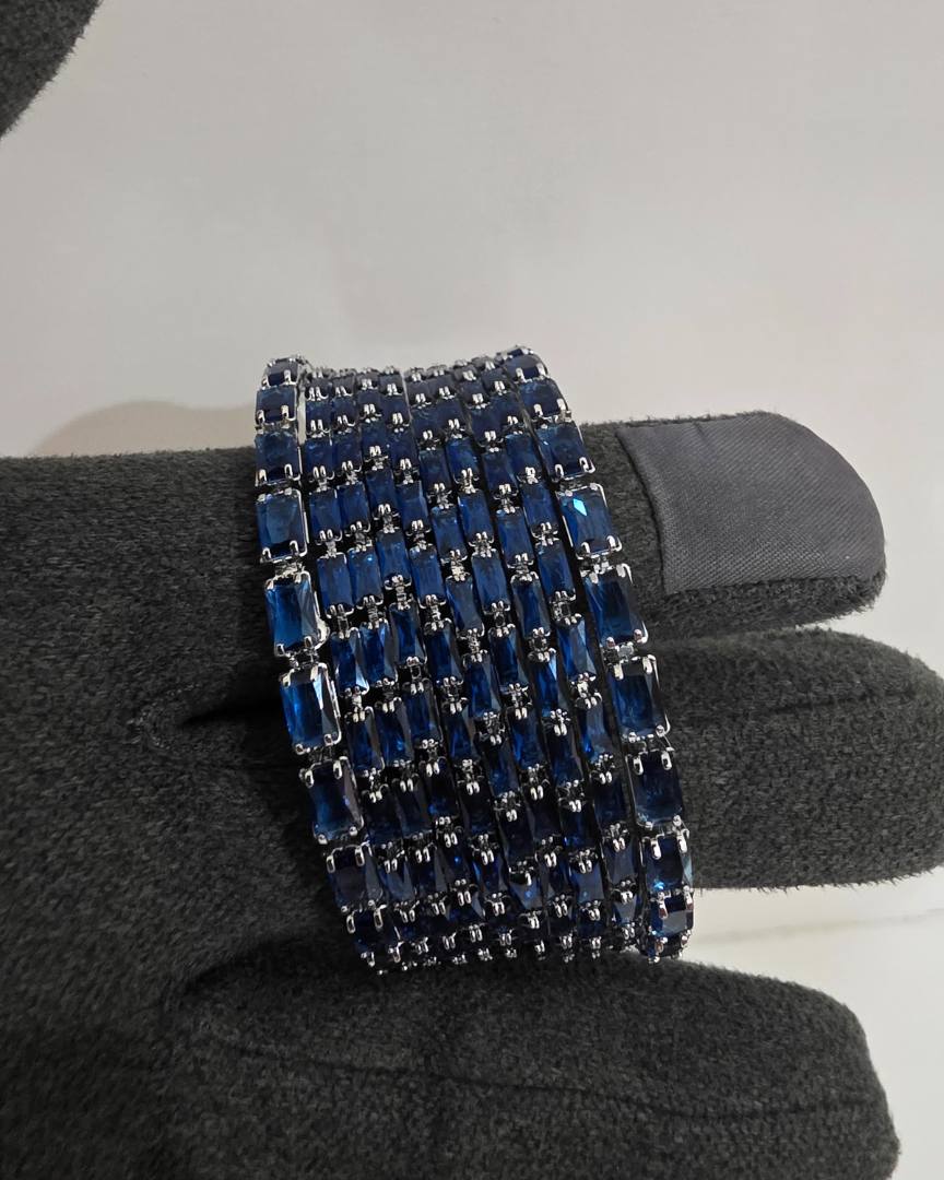 Royal Blue Baguette Bangles – Set of 10