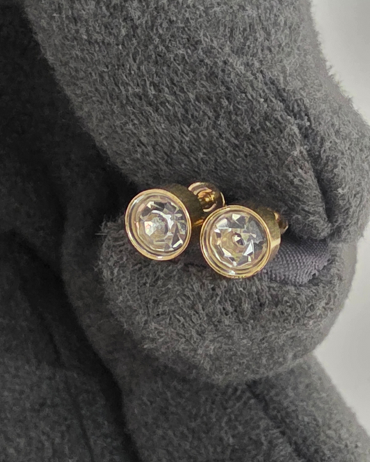 Gold-Tone Screw Back Crystal Stud Earrings for Women