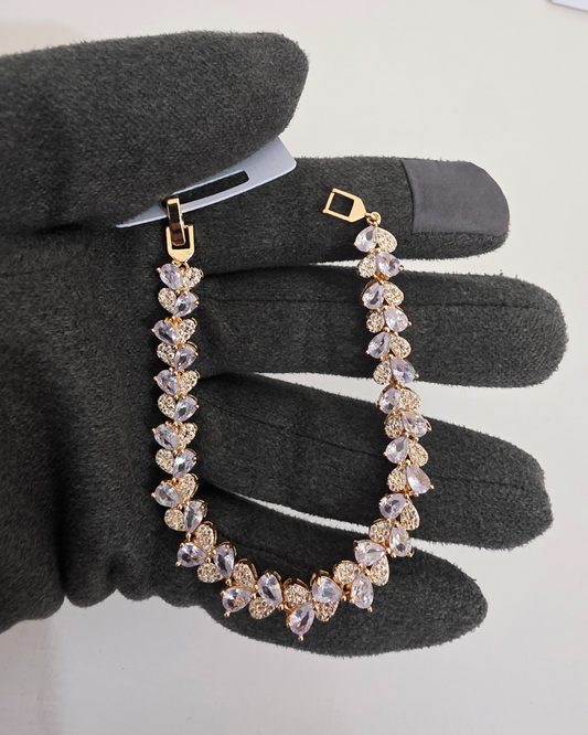 Blush Pink Heart Bracelet – Rose Gold Sparkle