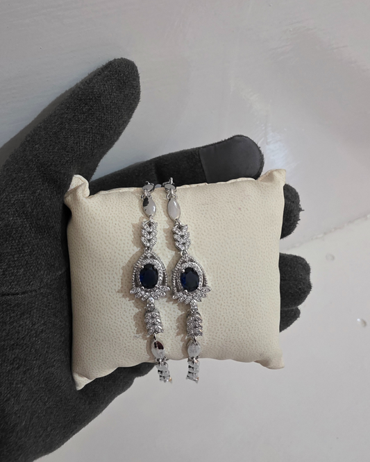 Elegant Sapphire/Clear Zirconia Drop Bracelet